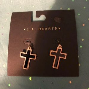 NWT LA HEARTS cross earrings